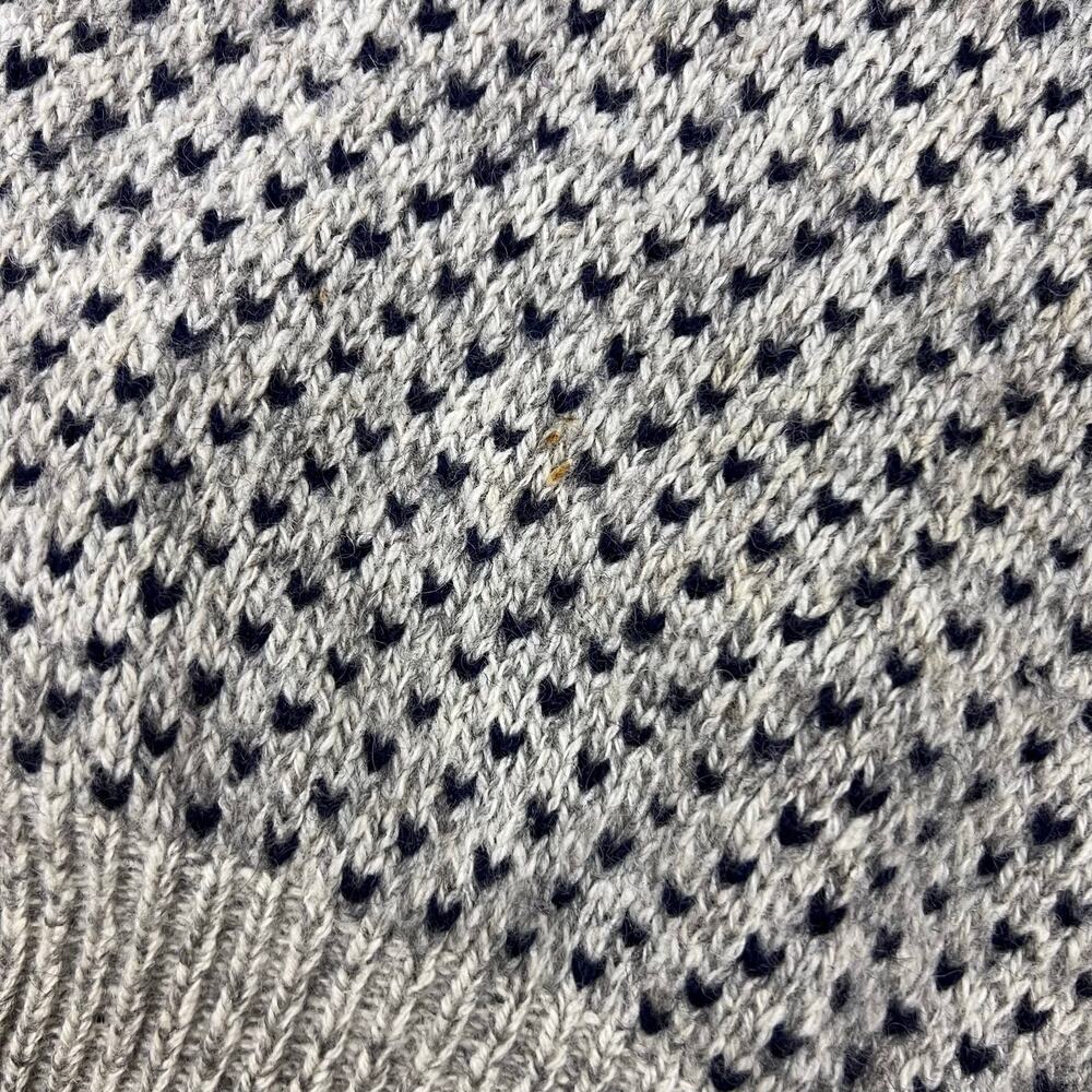 Vintage Gray Navy Birdseye USA Made American Eagle Wool Sweater Fisherman Knit M - Picture 6 of 8